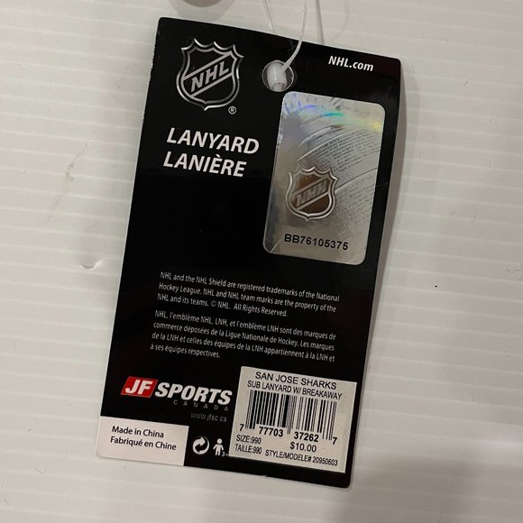 🏒3/$15🏒 San Jose Sharks JF Sports NHL Breakaway Lanyard 17" - NEW - Picture 4 of 5